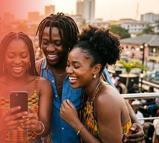 Friends laughing together on Connecta